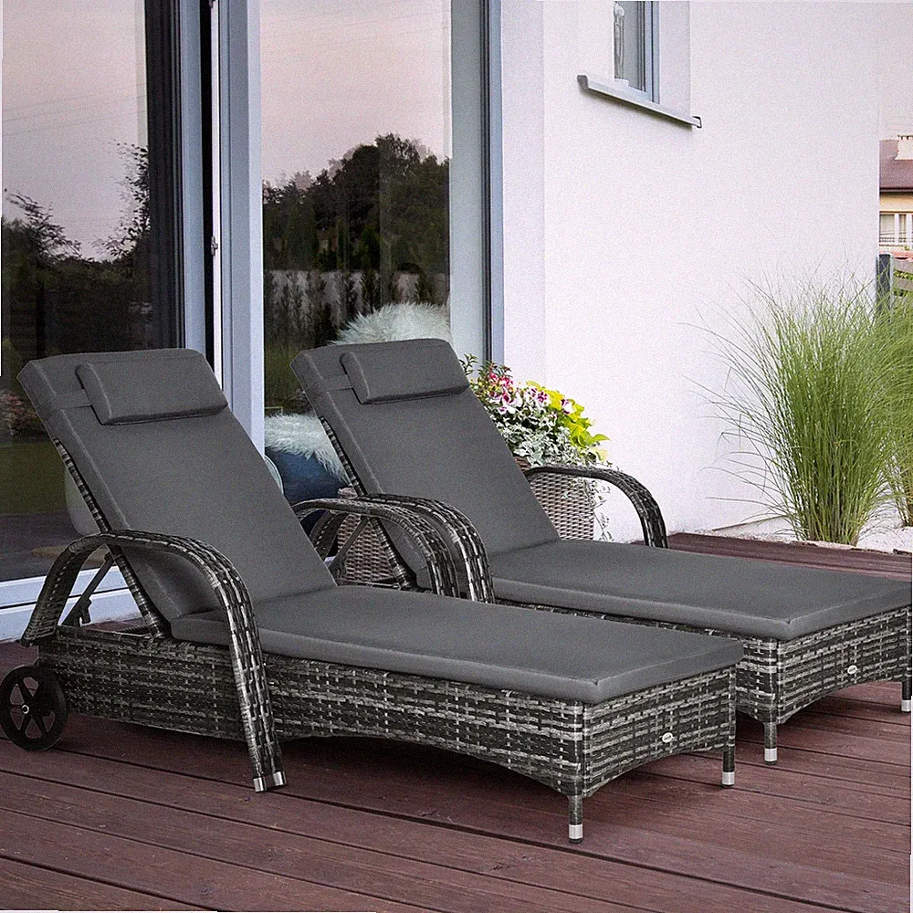 2 Piece Reclining Chaise Lounge Chairs