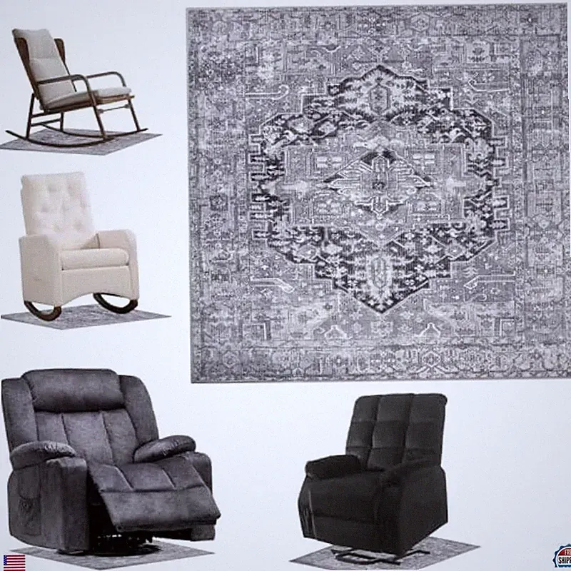 Heavy-Duty 31.5" Non-Slip Recliner Chair Mat with Durable Rubber Pads for Floors