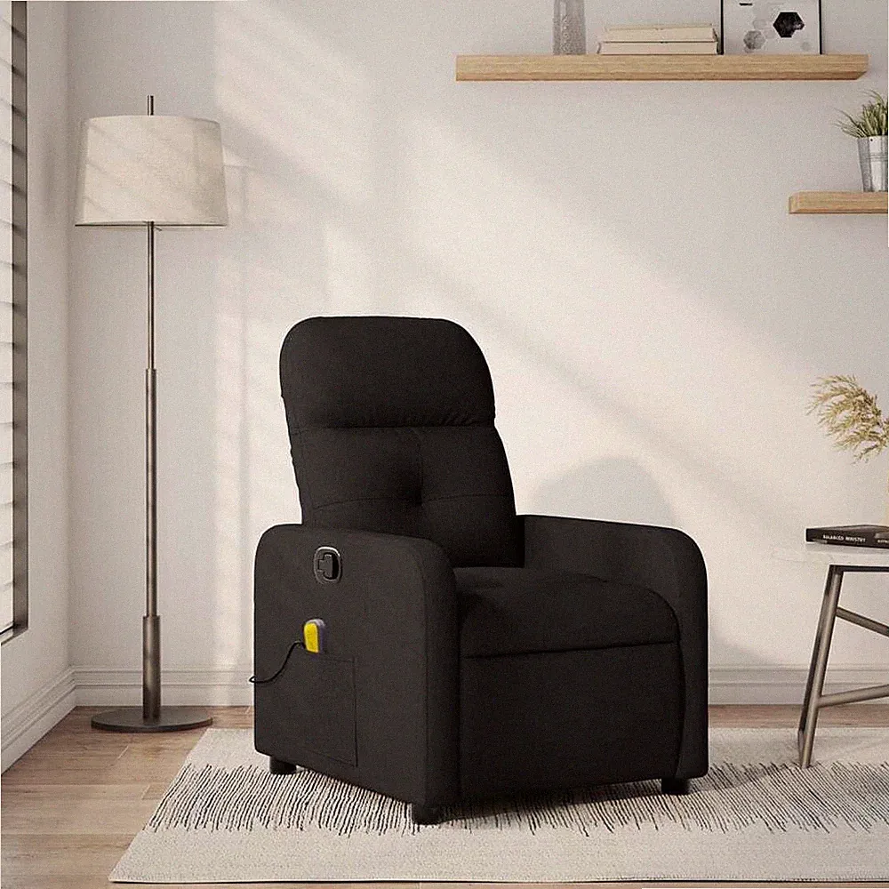 Massage Recliner Chair Black Fabric