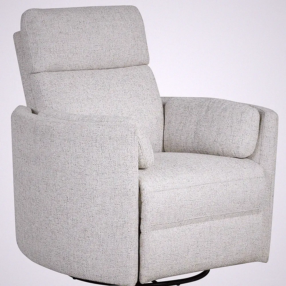 Pemberly Row Contemporary Fabric Power Swivel Glider Recliner in Natural Quartz