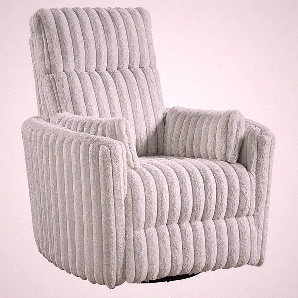 Pemberly Row Modern Corduroy Swivel Glider Reclining Chair in Gray