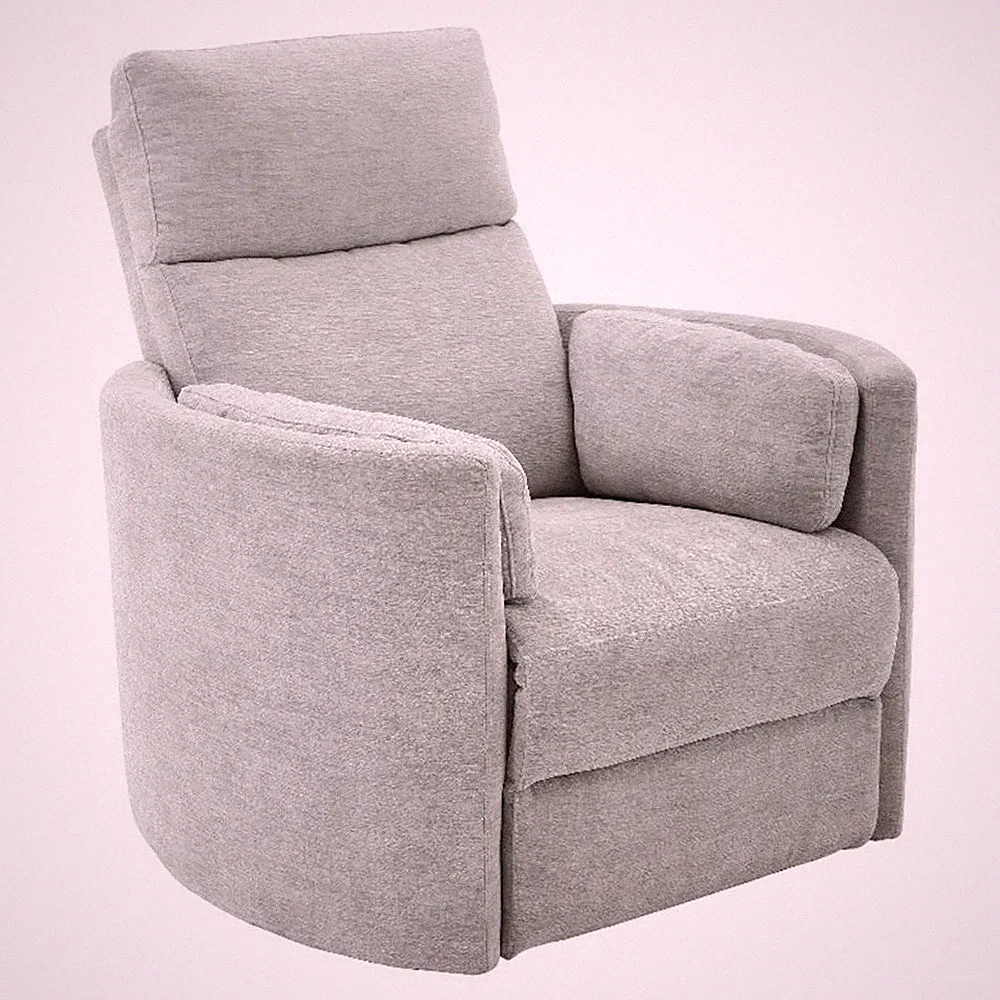 Pemberly Row Polyester Power Swivel Glider Recliner in Mineral White