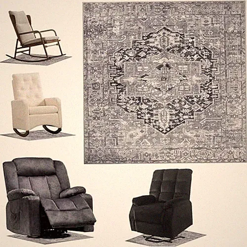 Recliner Chair Mat, Recliner Pads for Hardwood Floors, Non Skid Rubber 1 Grey